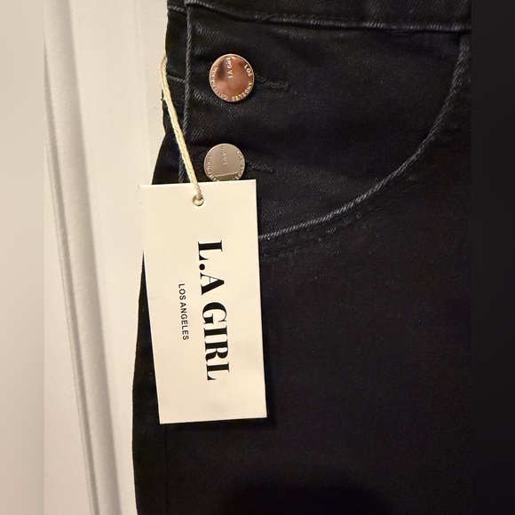 LA Girl Black Women's Jeans Overalls Size Large NWT - Picture 6 of 8